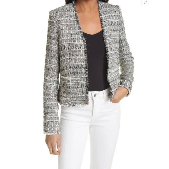 Lagence Jacket Womens 0 Adette Tweed Blazer Crop Open Front Academia Work Office - Picture 1 of 11